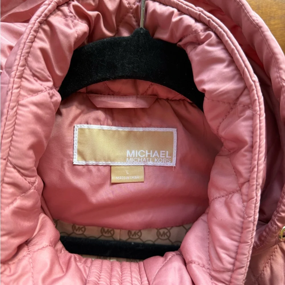 MICHAEL Michael Kors Women's Quilted Hooded Anorak Coat in Dusty Rose - Picture 7 of 7